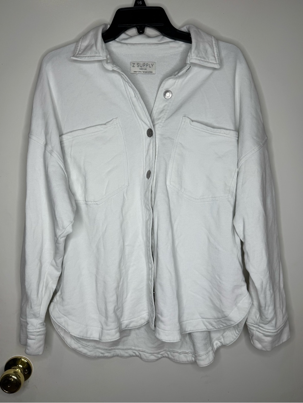 Z Supply White Button-Front Cotton Utility Jacket size M